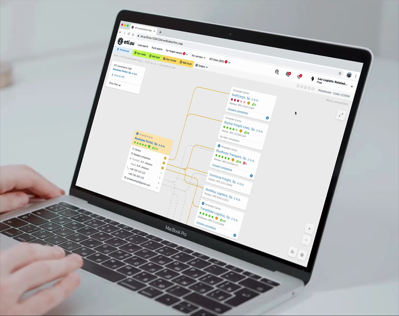 Connections map interface on laptop — real working context