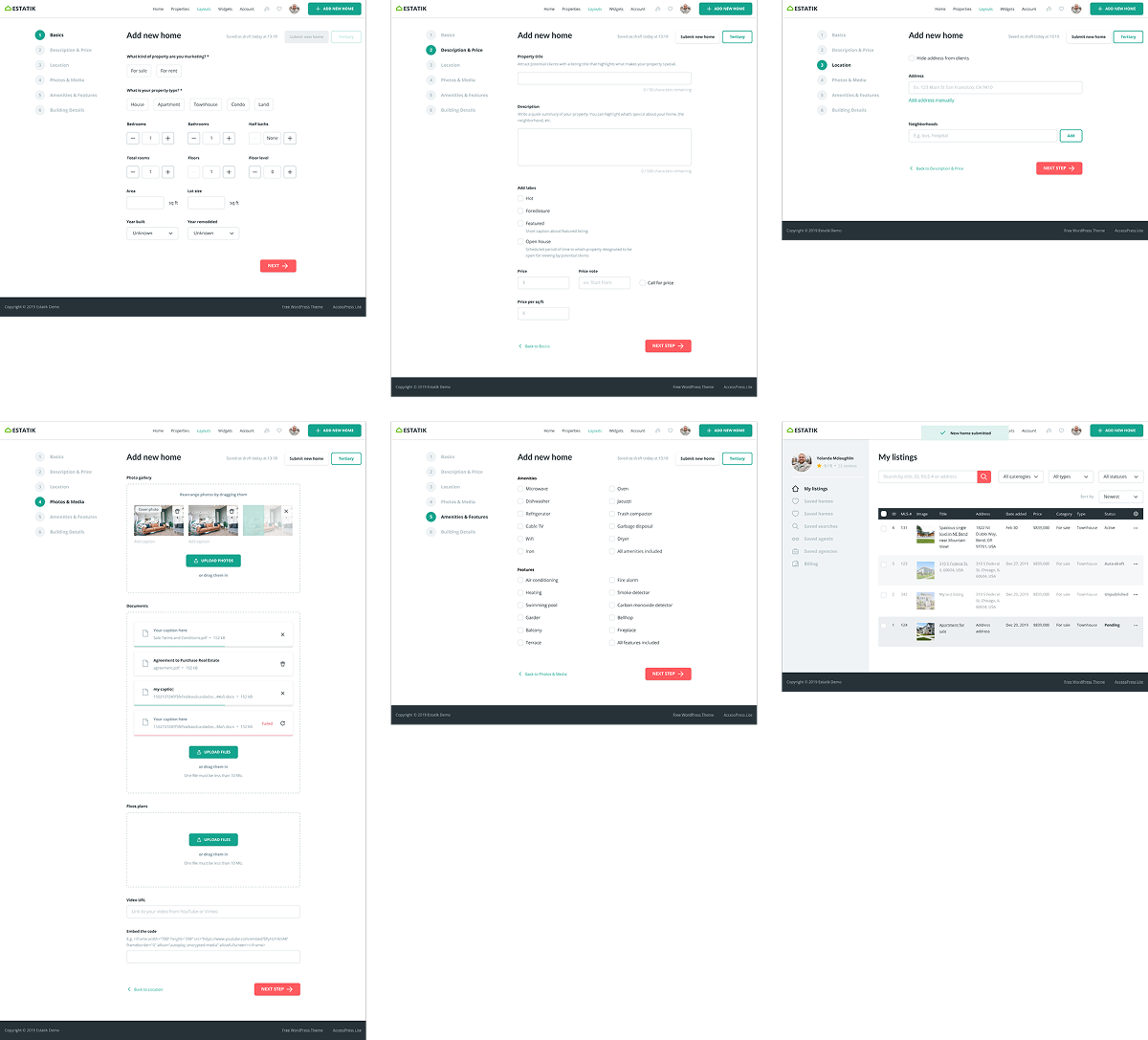 Adding a new property — step-by-step submission flow
