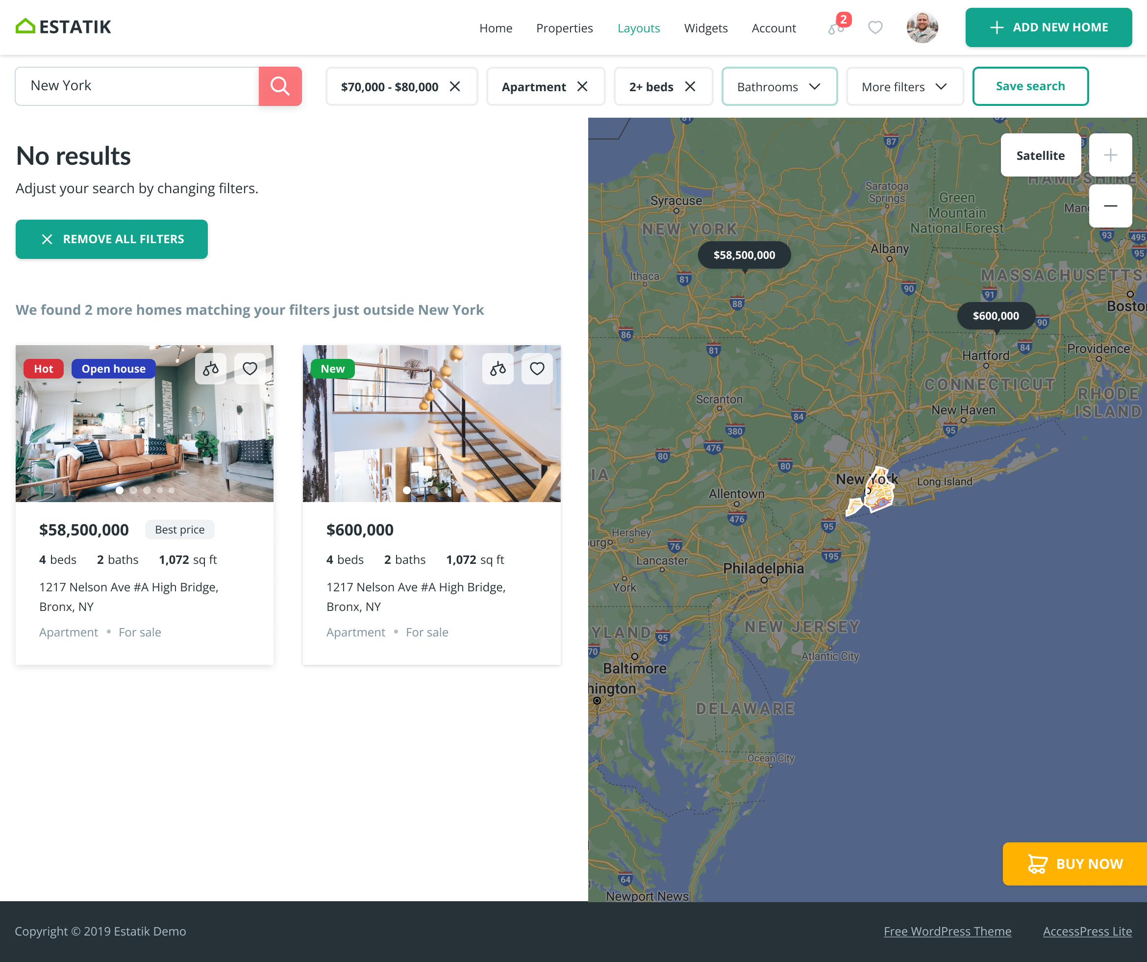 Property listing page