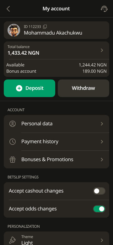 Dark theme — screen 4