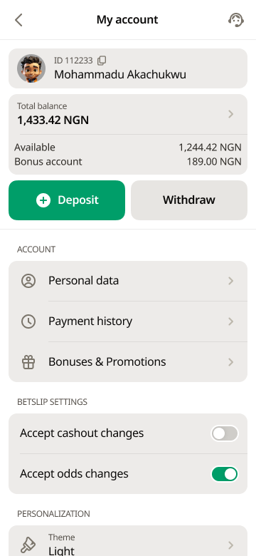 Light theme — screen 4